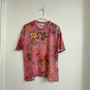 Johnny Was Pajama Lounge Set Womens size Small Red Pink Floral All Silk Luxury